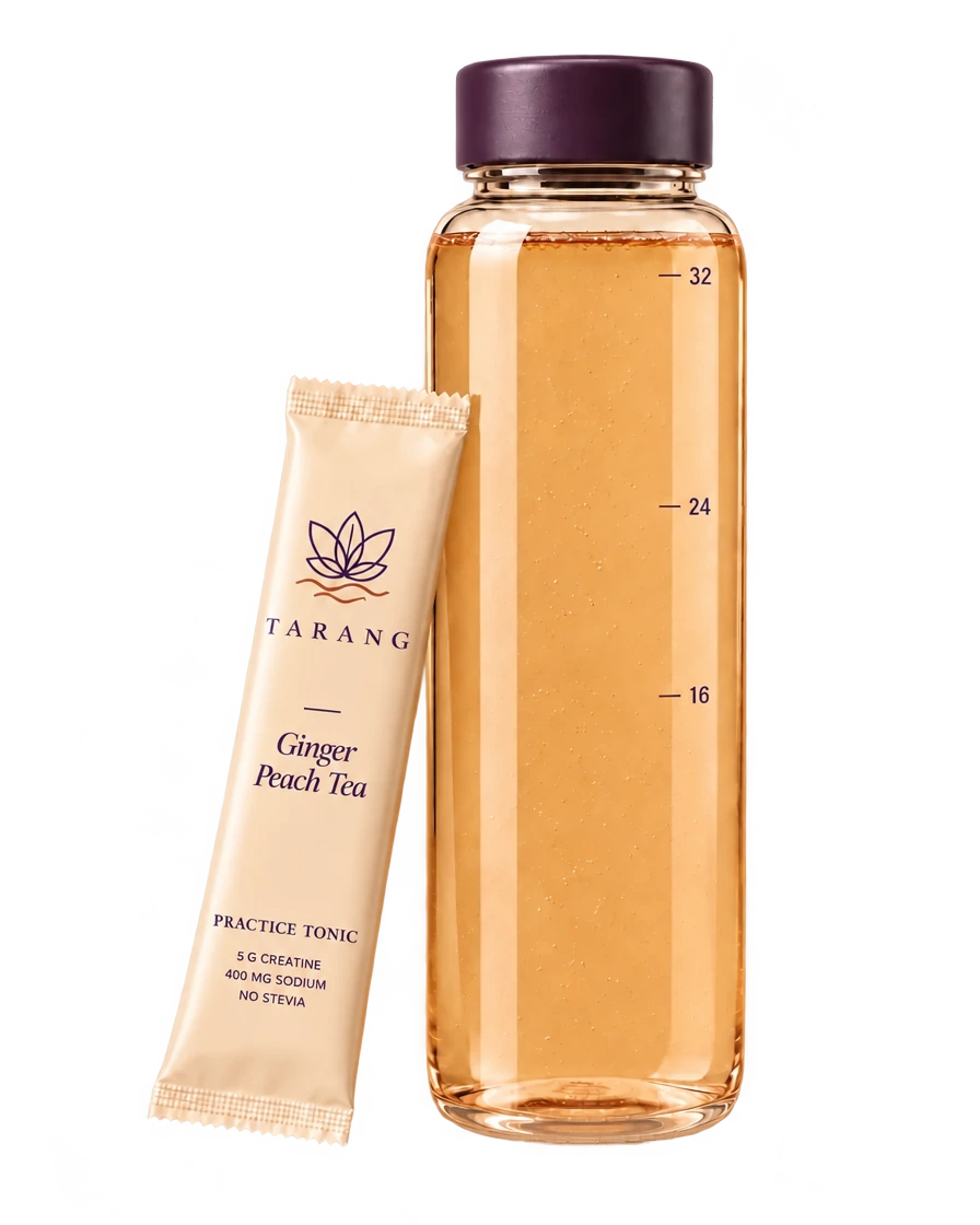 Tarang Ginger Peach Tea mixed in a 32 oz bottle